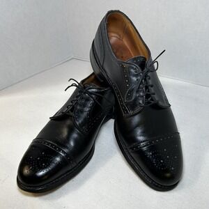 Allen Edmonds‎ Lexington 5101 Black Medallion Cap Toe Semi-Brogue Derby 10.5 D